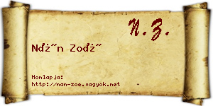 Nán Zoé névjegykártya